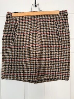 J. Crew Classic Houndstooth 100% Wool Skirt 4